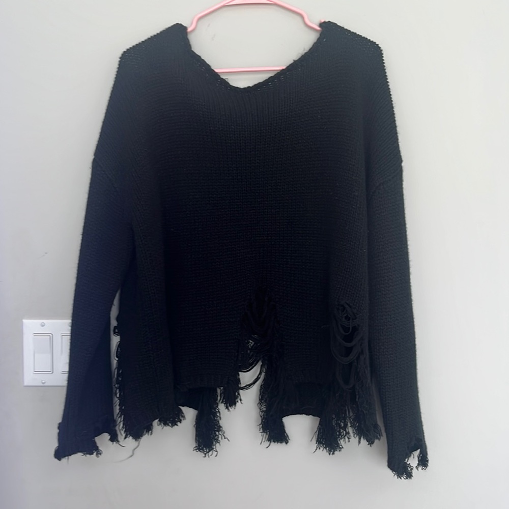 Ripped/Cropped Black sweater